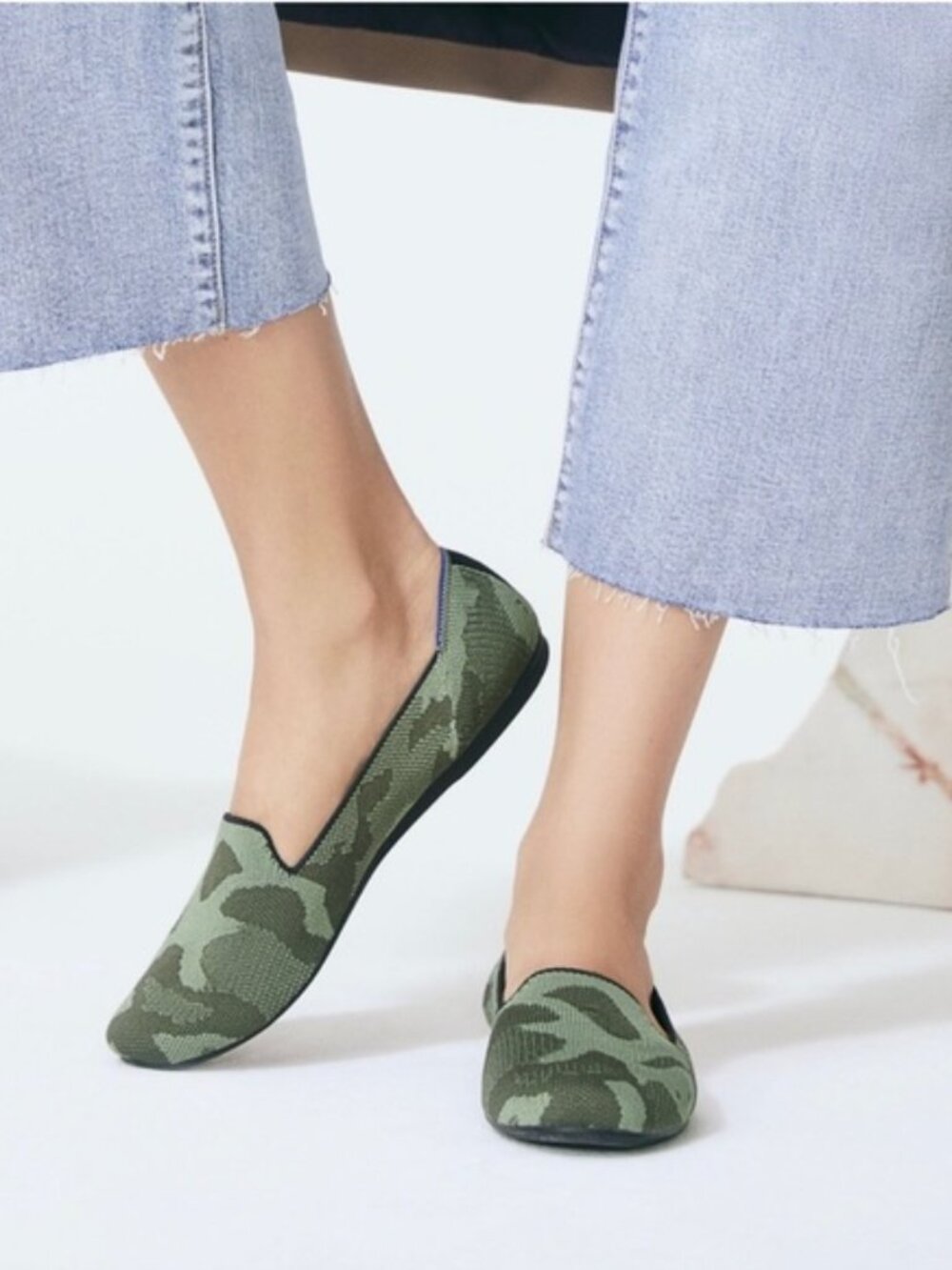 Rothy's 8 Loafer Green Camo Almond Toe Flat